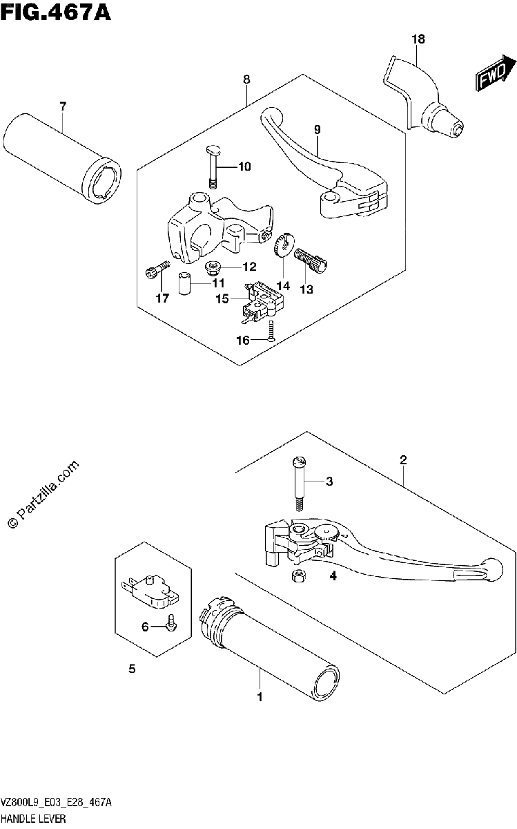Diagrama de 467A HANDLE LEVER