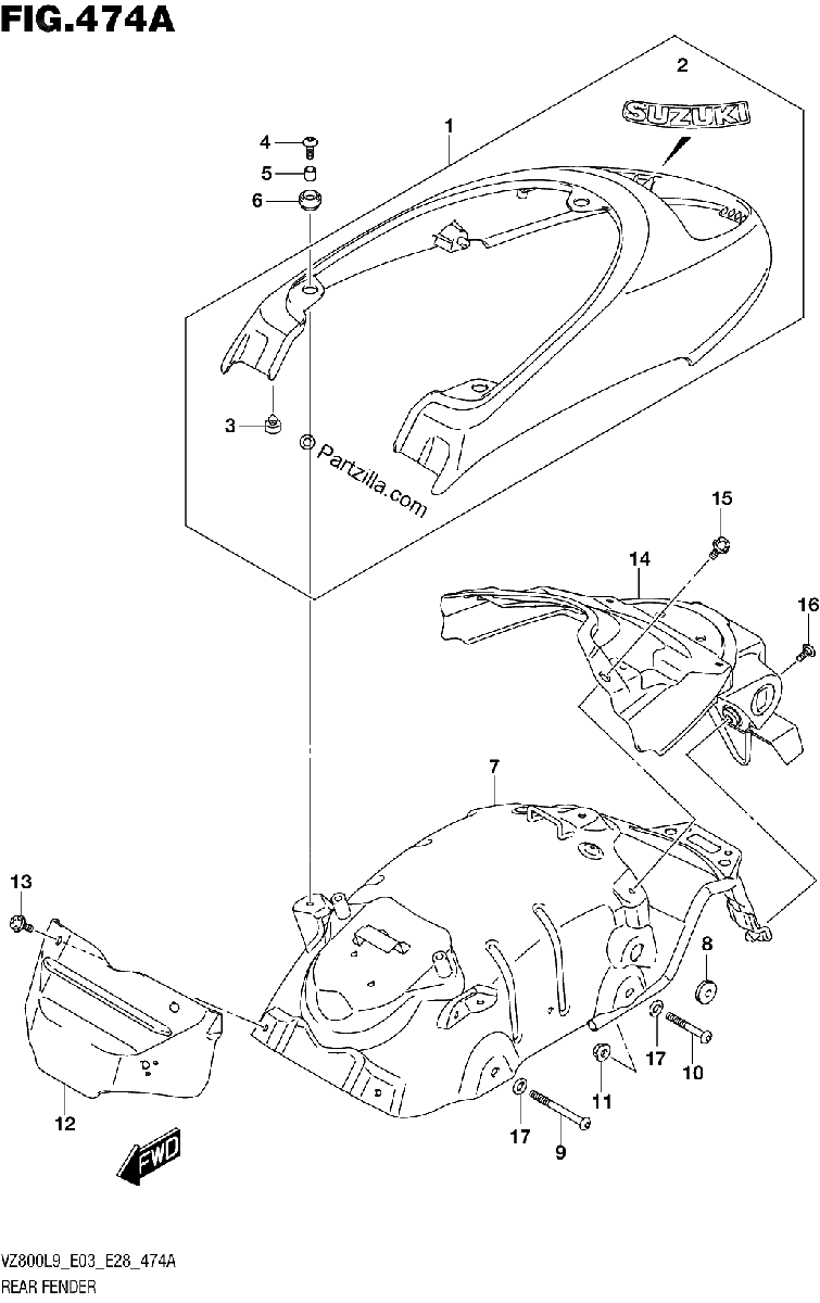 Diagrama de 474A REAR FENDER