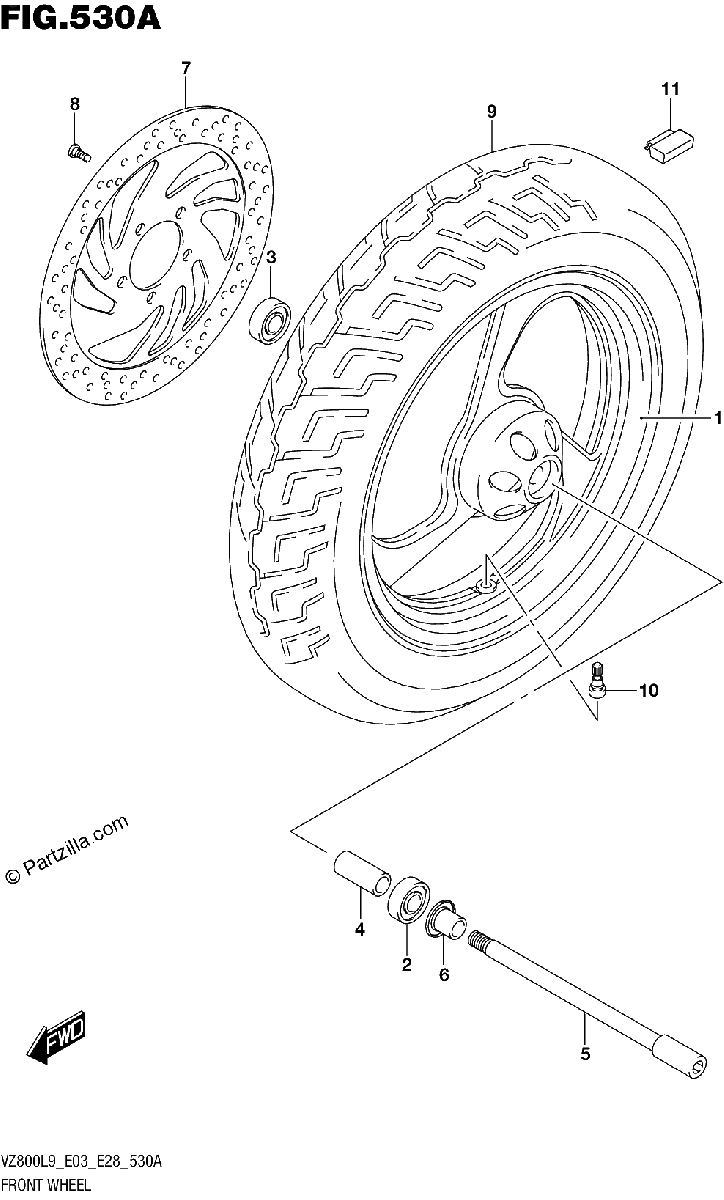 Diagrama de 530A FRONT WHEEL