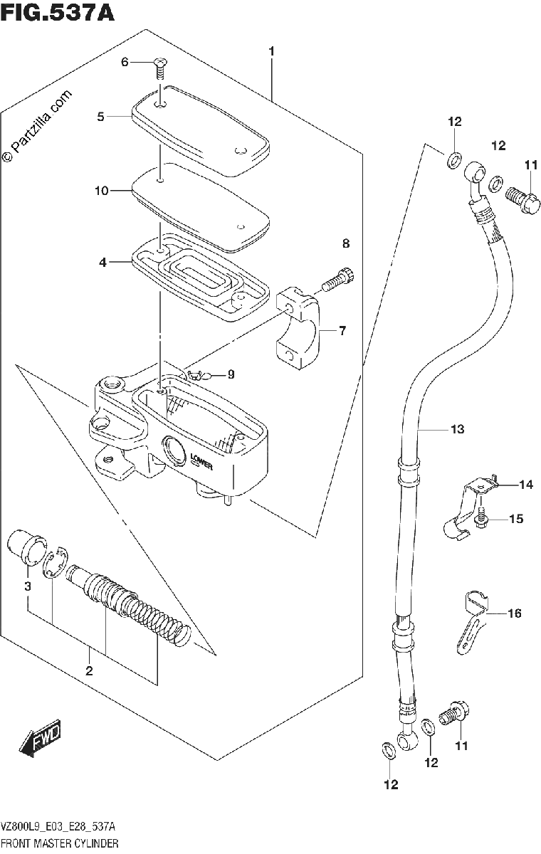 Diagrama de 537A FRONT MASTER CYLINDER