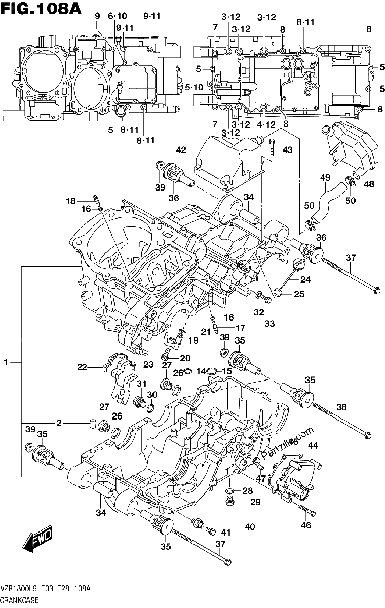 Diagrama de 108A CRANKCASE