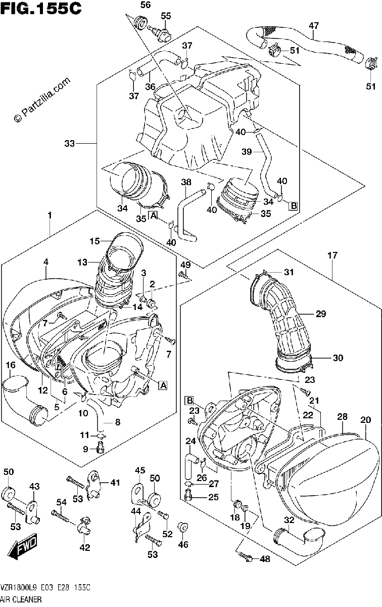 Diagrama de 155C AIR CLEANER VZR1800BZL9 E28