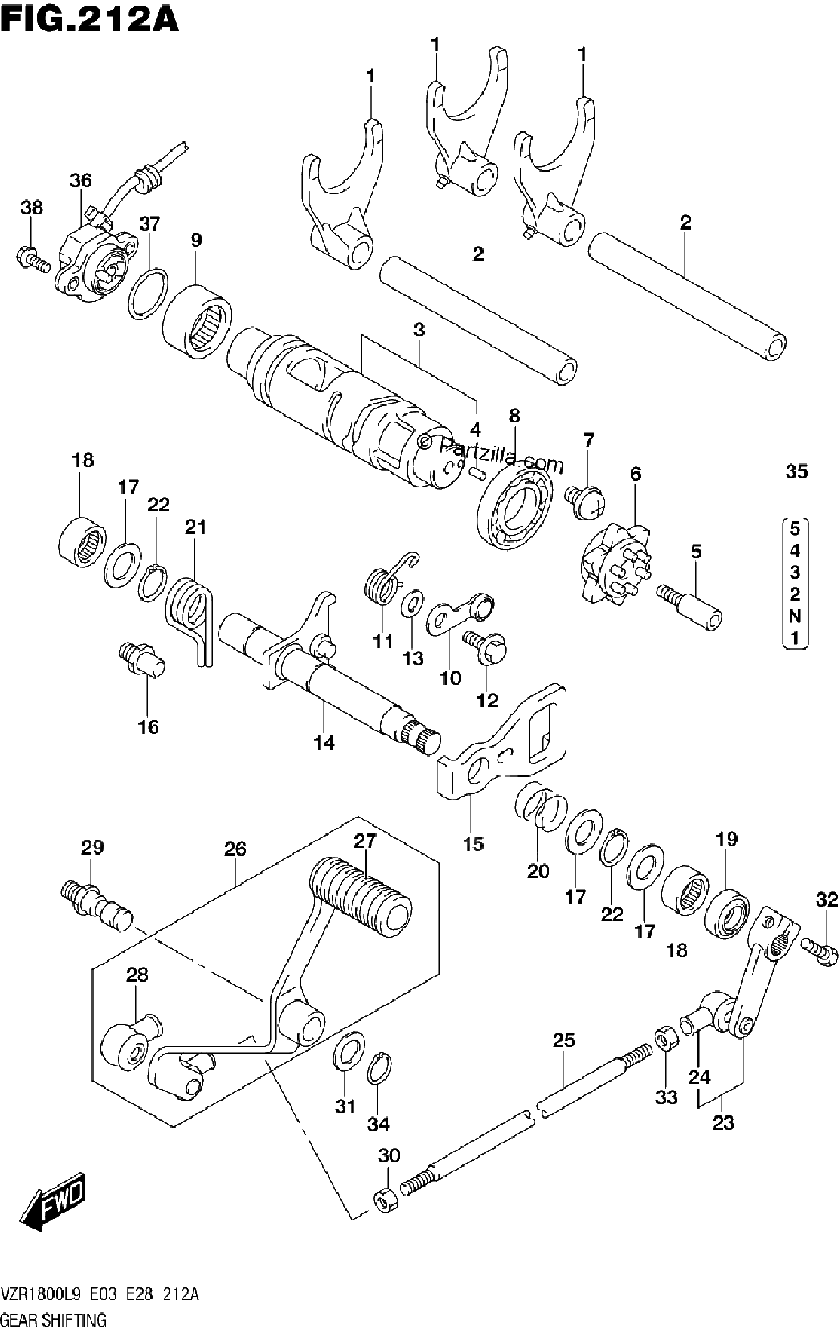Diagrama de 212A GEAR SHIFTING