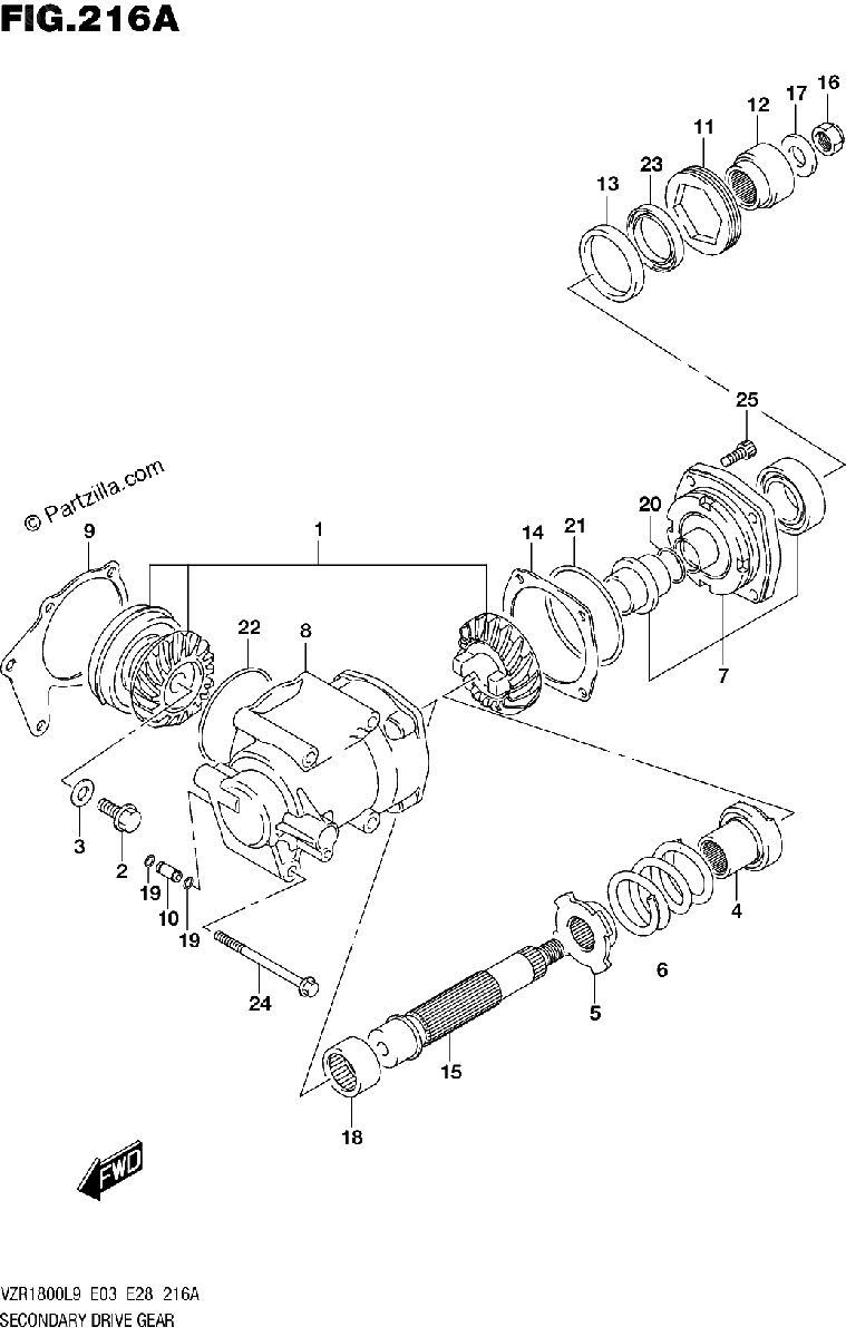 Diagrama de 216A SECONDARY DRIVE GEAR