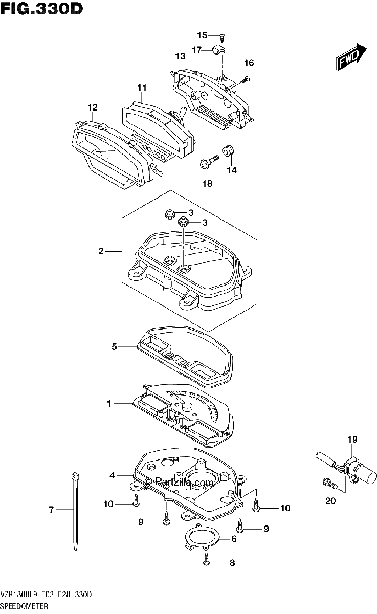 Diagrama de 330D SPEEDOMETER VZR1800BZL9 E33