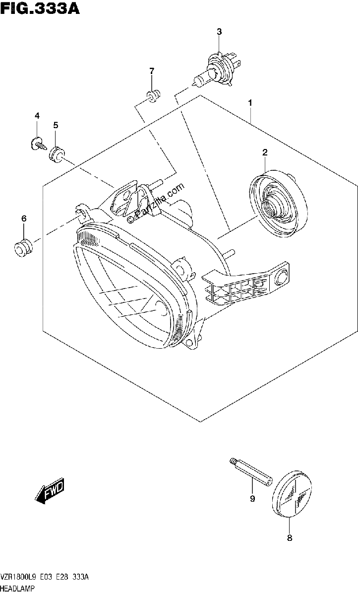 Diagrama de 333A HEADLAMP