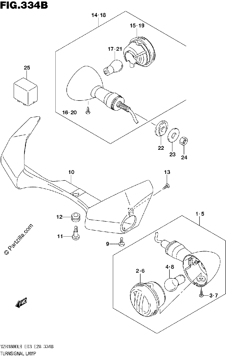 Diagrama de 334B TURNSIGNAL LAMP VZR1800BZL9 E03