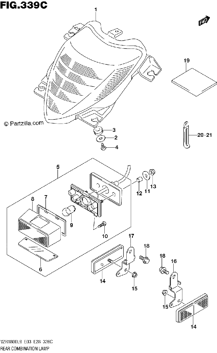 Diagrama de 339C REAR COMBINATION LAMP VZR1800BZL9 E28