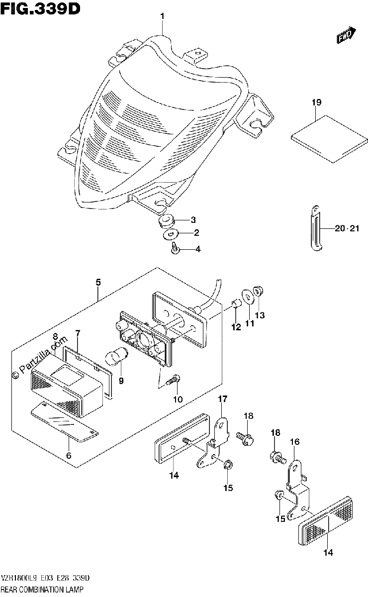 Diagrama de 339D REAR COMBINATION LAMP VZR1800BZL9 E33