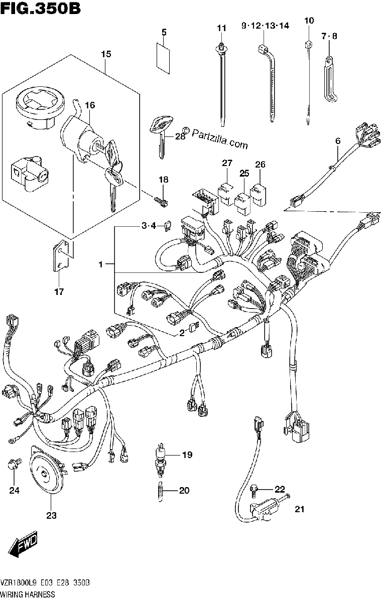 Diagrama de 350B WIRING HARNESS VZR1800BZL9 E03