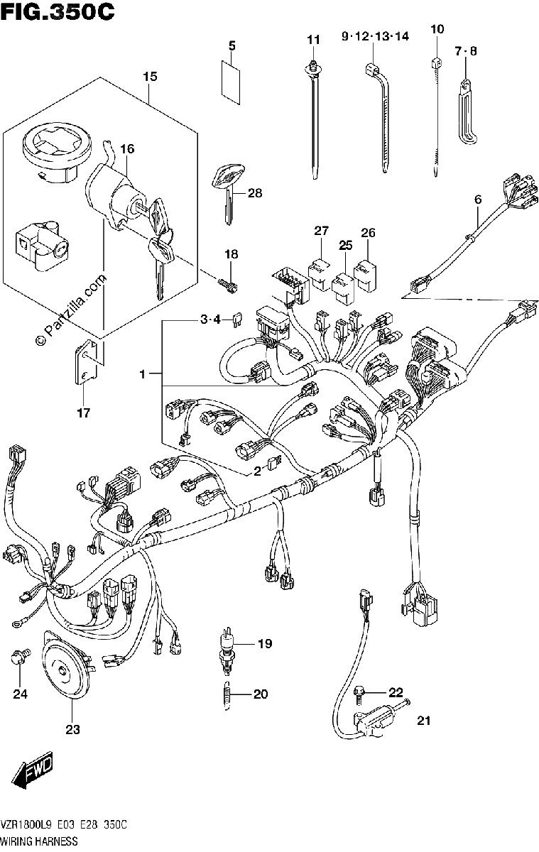 Diagrama de 350C WIRING HARNESS VZR1800BZL9 E28