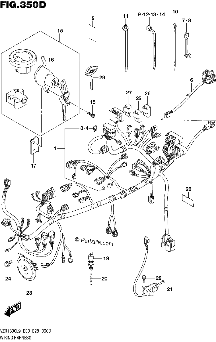 Diagrama de 350D WIRING HARNESS VZR1800BZL9 E33