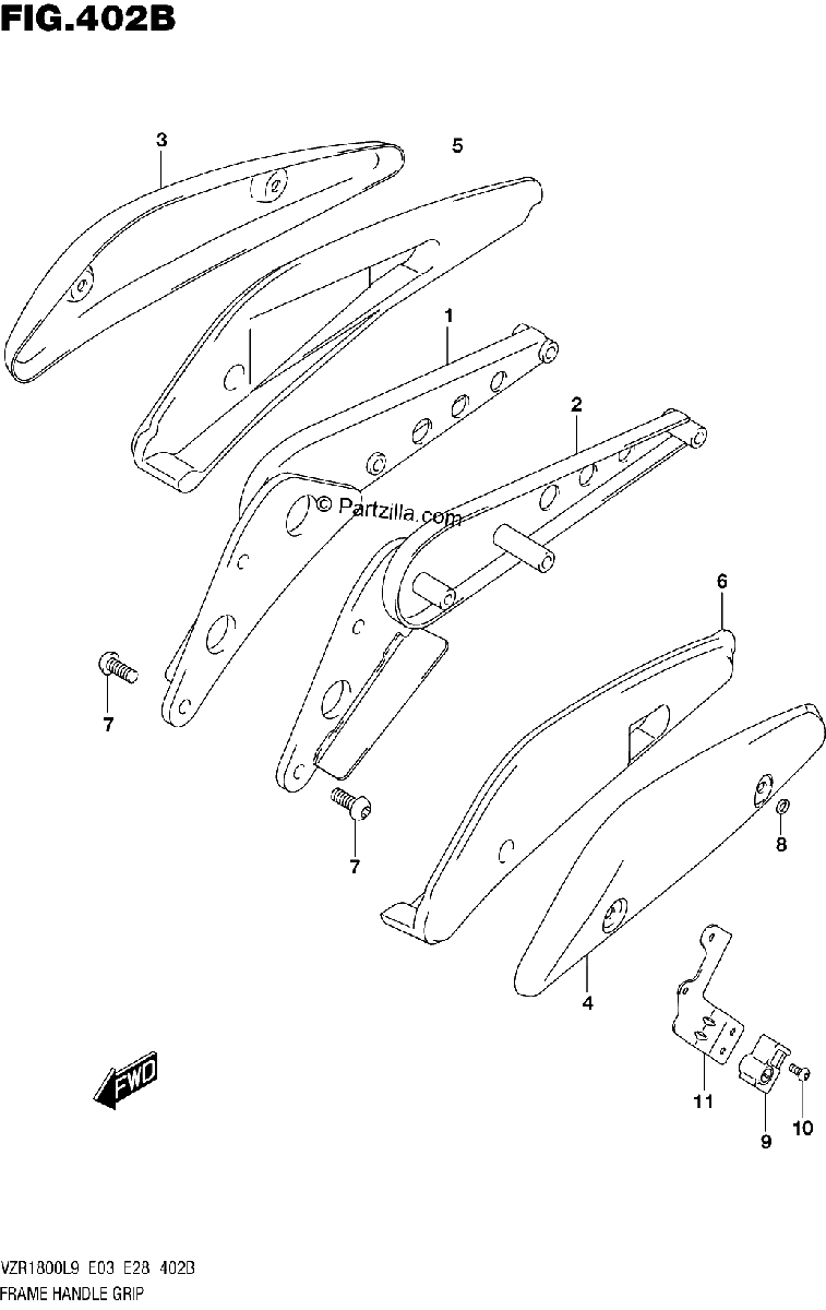 Diagrama de 402B FRAME HANDLE GRIP VZR1800BZL9 E03