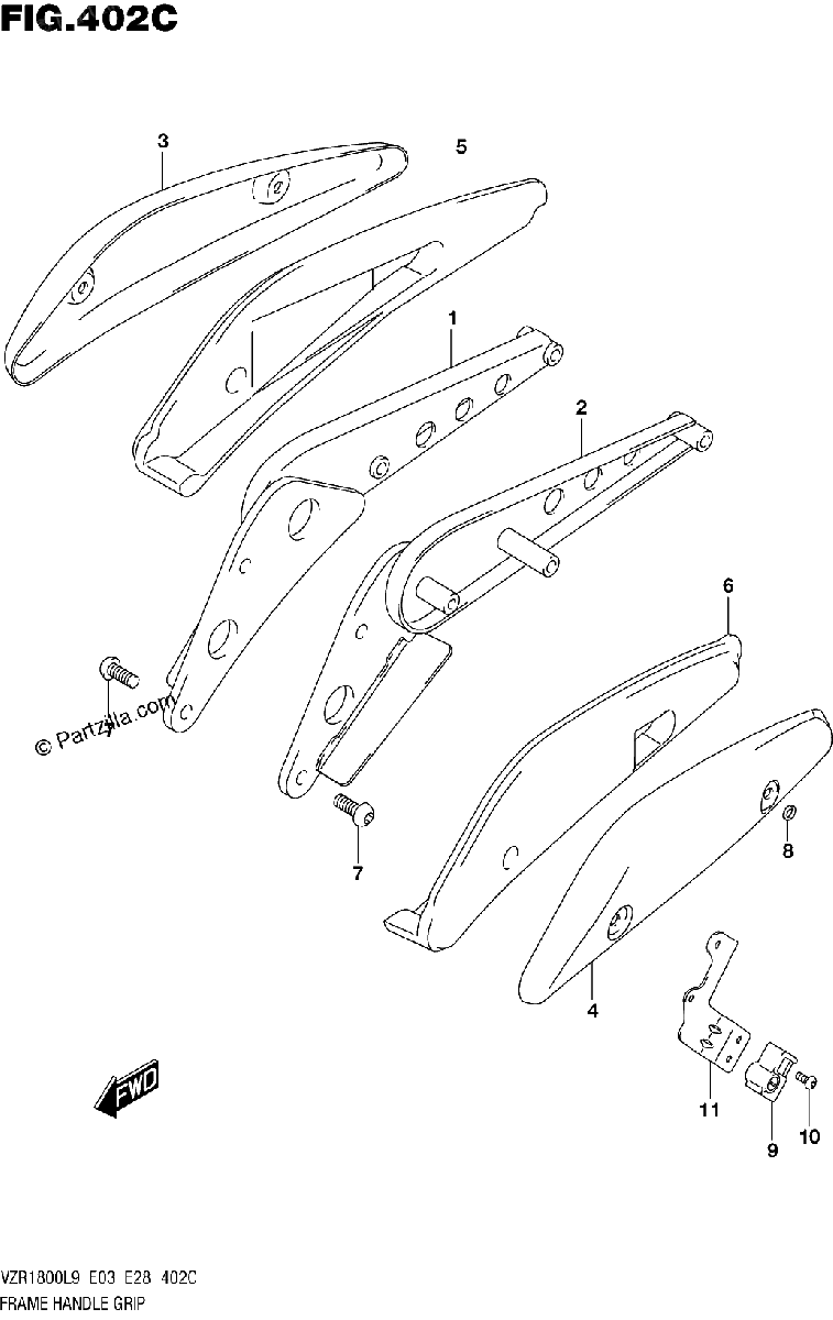 Diagrama de 402C FRAME HANDLE GRIP VZR1800BZL9 E28