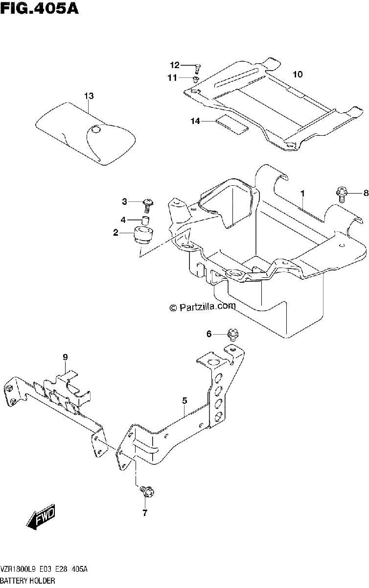 Diagrama de 405A BATTERY HOLDER