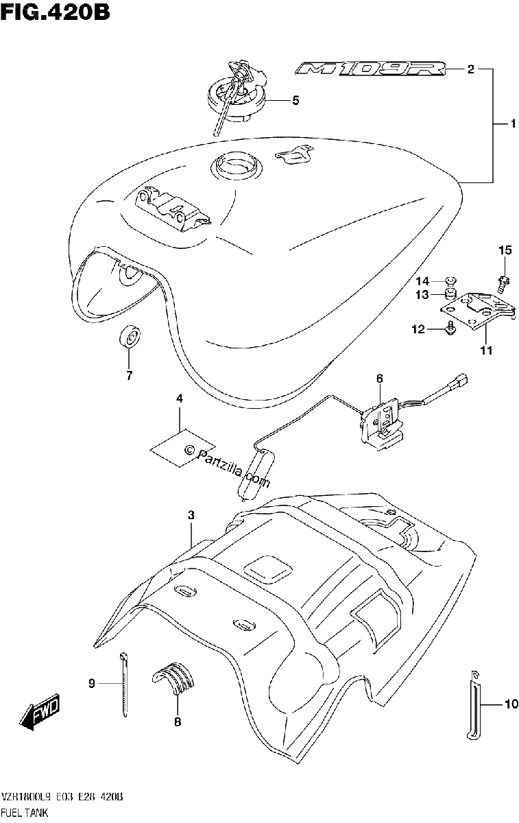 Diagrama de 420B FUEL TANK VZR1800BZL9 E03 AJP