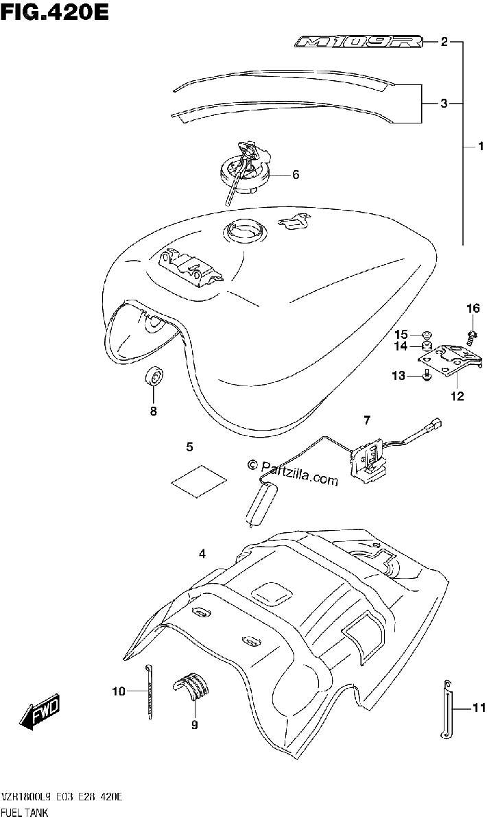 Diagrama de 420E FUEL TANK VZR1800BZL9 E28 AV4