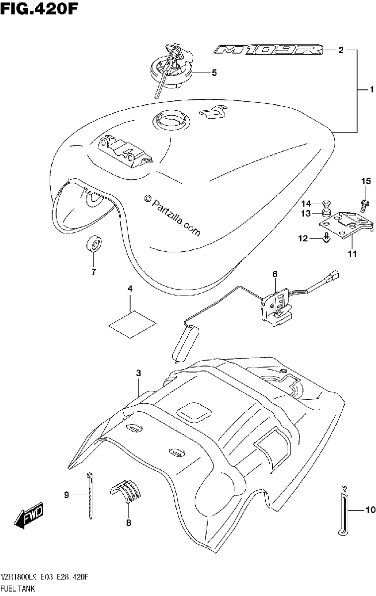 Diagrama de 420F FUEL TANK VZR1800BZL9 E33 AJP