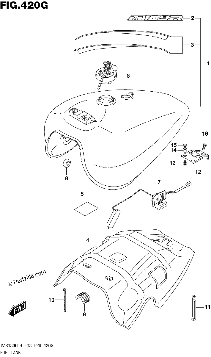 Diagrama de 420G FUEL TANK VZR1800BZL9 E33 AV4