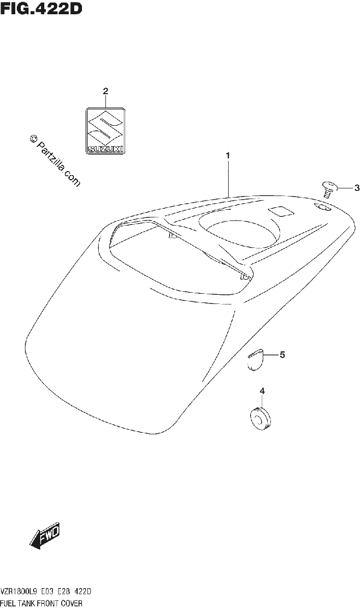 Diagrama de 422D FUEL TANK FRONT COVER VZR1800BZL9 E33