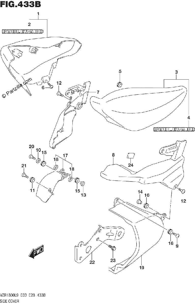 Diagrama de 433B SIDE COVER VZR1800BZL9 E03