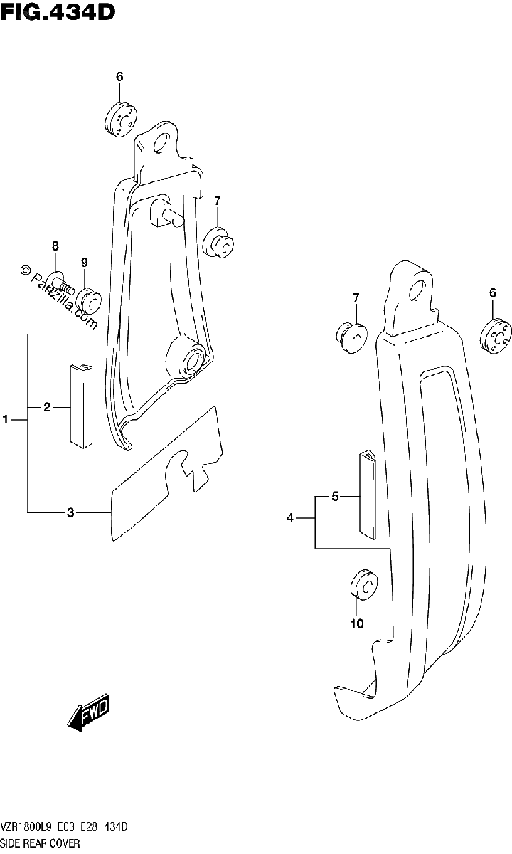 Diagrama de 434D SIDE REAR COVER VZR1800BZL9 E33