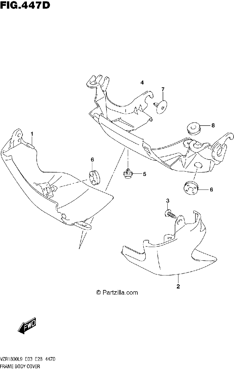 Diagrama de 447D FRAME BODY COVER VZR1800BZL9 E33