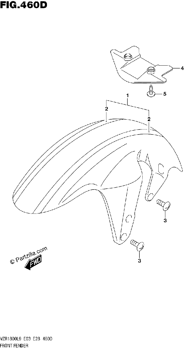 Diagrama de 460D FRONT FENDER VZR1800BZL9 E28 AJP