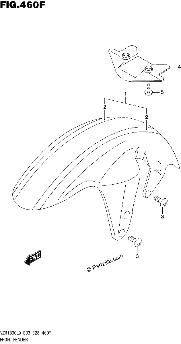 Diagrama de 460F FRONT FENDER VZR1800BZL9 E33 AJP