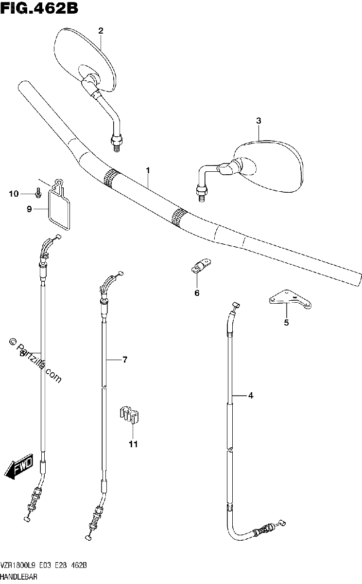 Diagrama de 462B HANDLEBAR VZR1800BZL9 E03