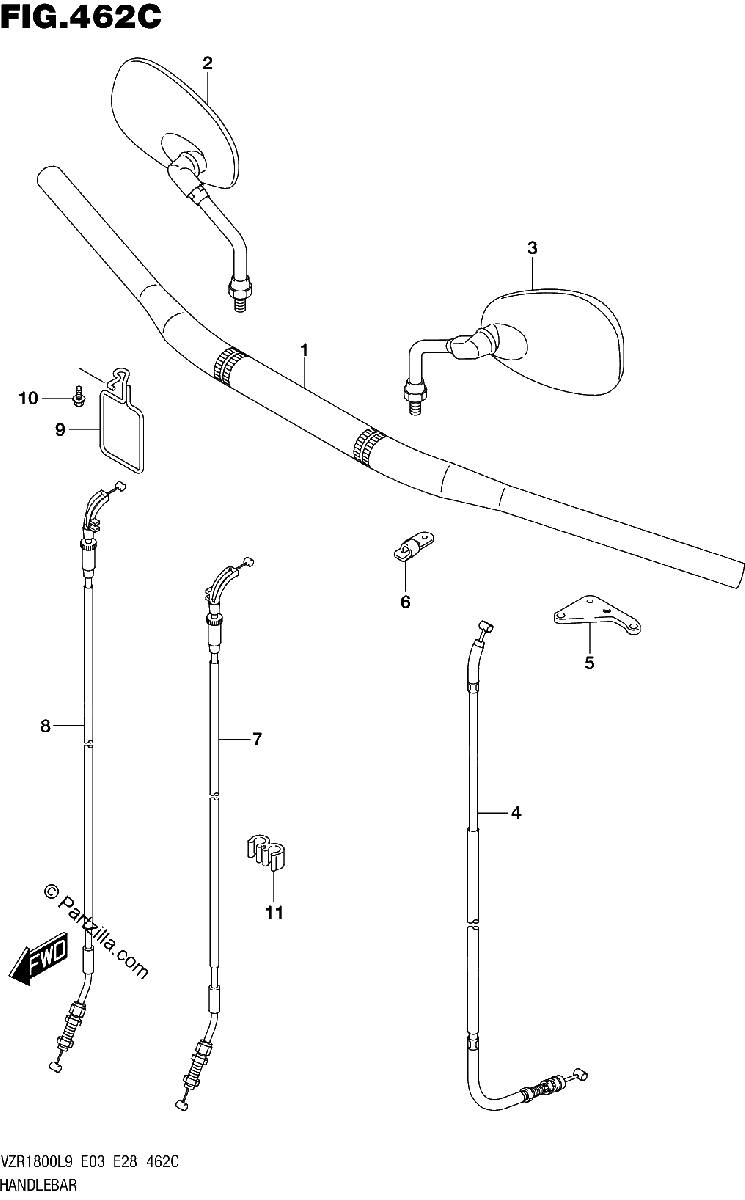Diagrama de 462C HANDLEBAR VZR1800BZL9 E28
