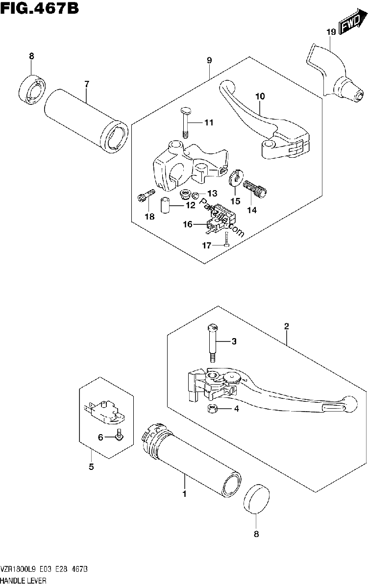 Diagrama de 467B HANDLE LEVER VZR1800BZL9 E03