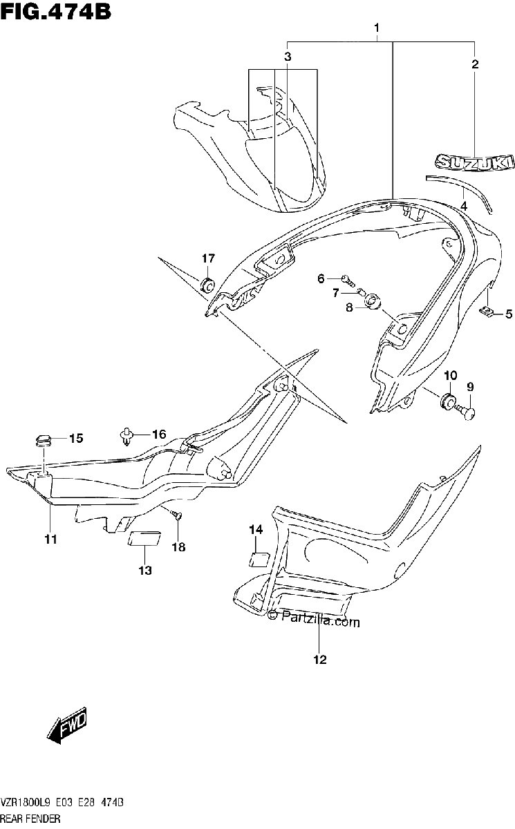 Diagrama de 474B REAR FENDER VZR1800BZL9 E03 AJP