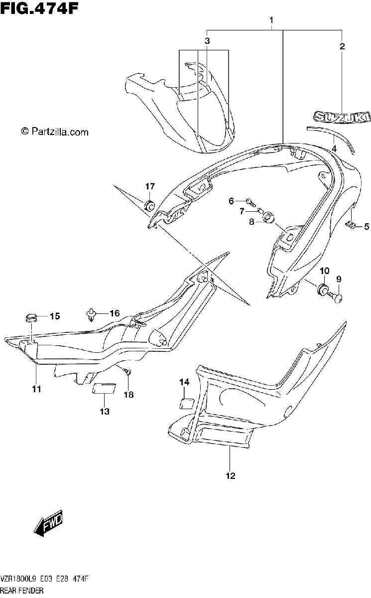 Diagrama de 474F REAR FENDER VZR1800BZL9 E33 AJP