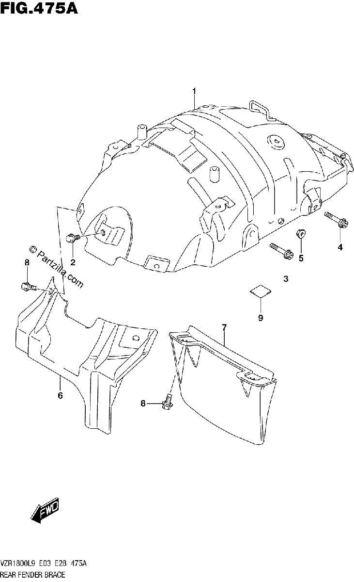 Diagrama de 475A REAR FENDER BRACE
