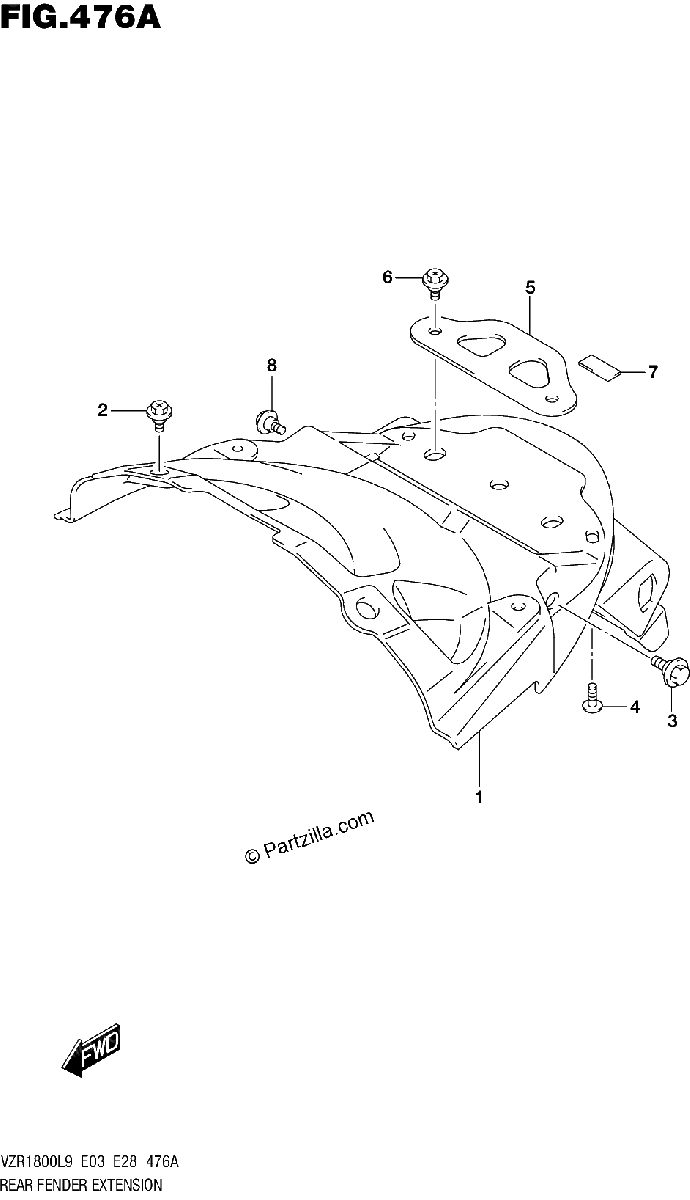 Diagrama de 476A REAR FENDER EXTENSION