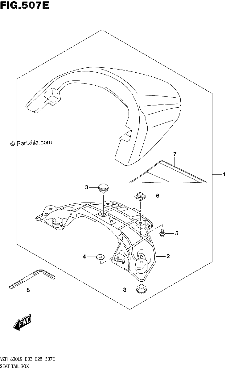 Diagrama de 507E SEAT TAIL BOX VZR1800BZL9 E28 AV4