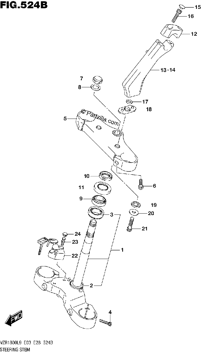 Diagrama de 524B STEERING STEM VZR1800BZL9 E03