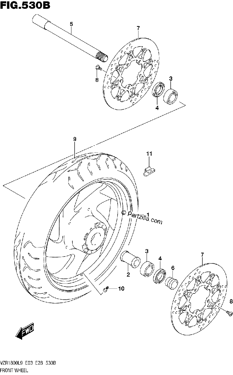Diagrama de 530B FRONT WHEEL VZR1800BZL9 E03