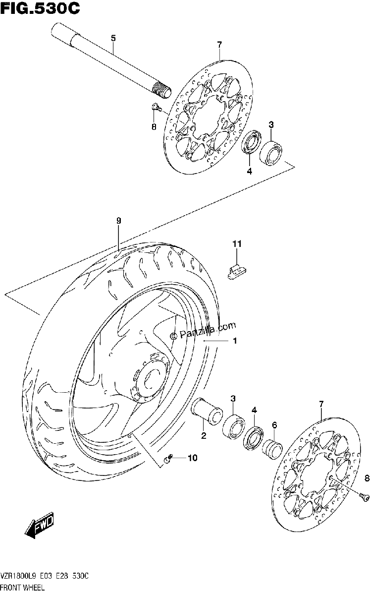 Diagrama de 530C FRONT WHEEL VZR1800BZL9 E28