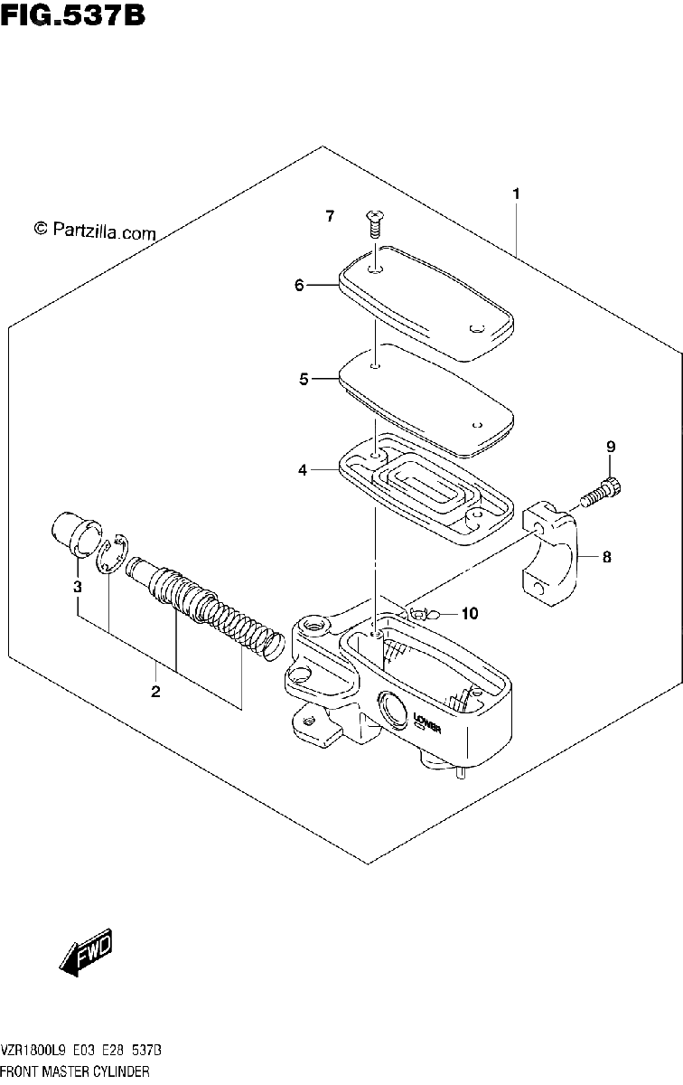 Diagrama de 537B FRONT MASTER CYLINDER VZR1800BZL9 E03