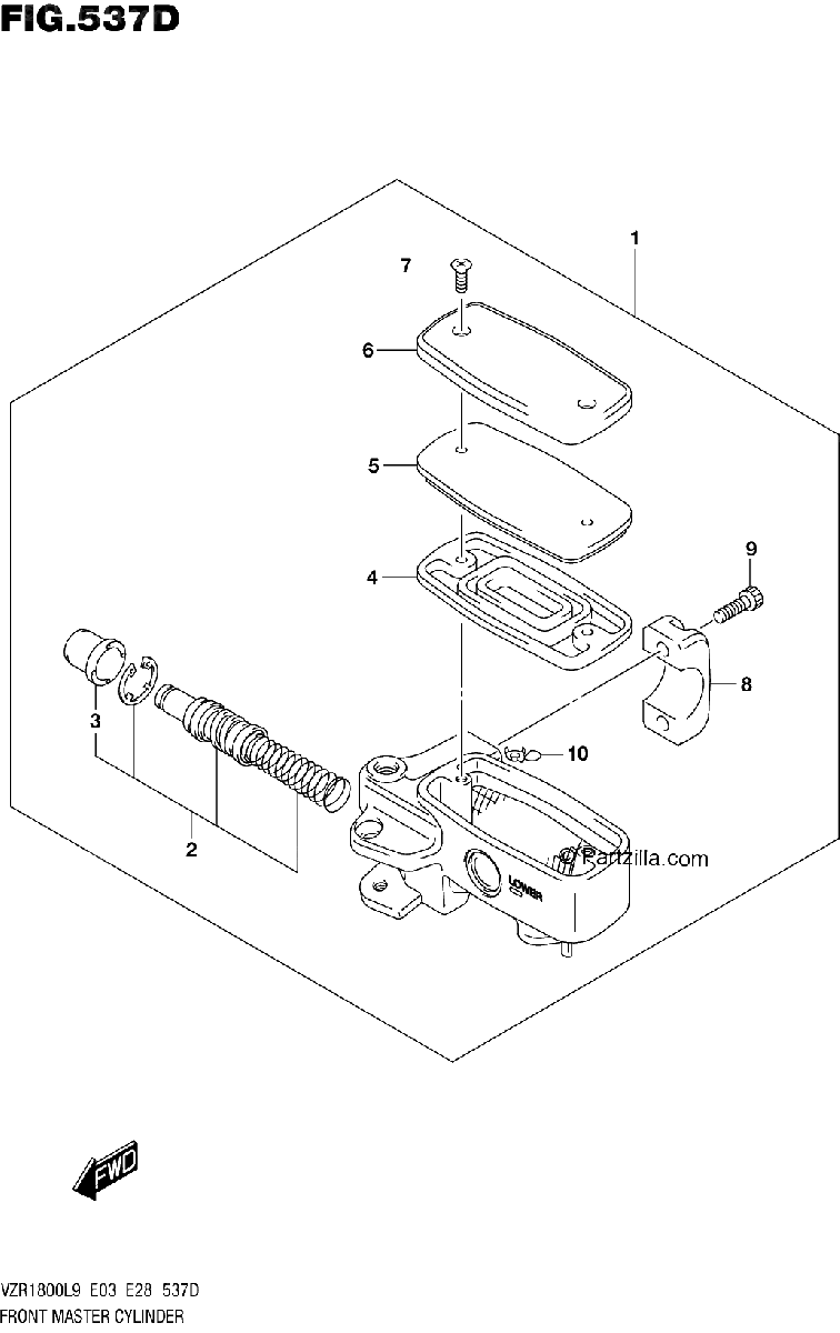 Diagrama de 537D FRONT MASTER CYLINDER VZR1800BZL9 E33