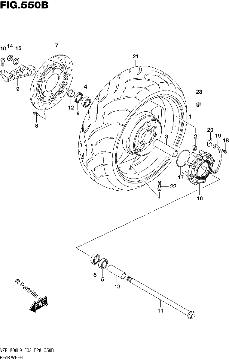Diagrama de 550B REAR WHEEL VZR1800BZL9 E03
