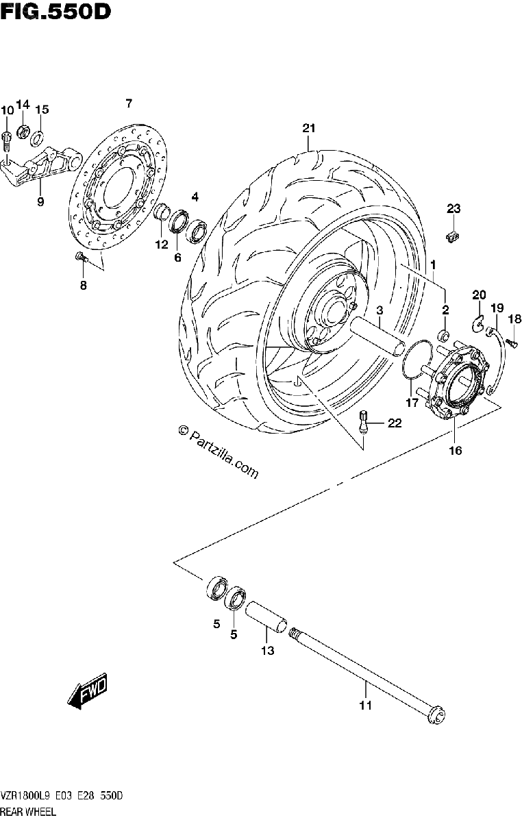 Diagrama de 550D REAR WHEEL VZR1800BZL9 E33