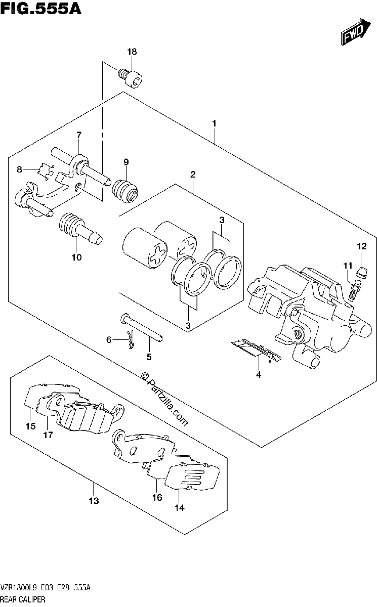 Diagrama de 555A REAR CALIPER