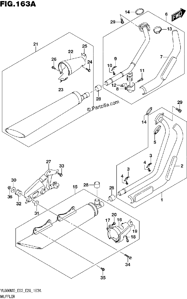 Diagrama de MUFFLER E03 E28