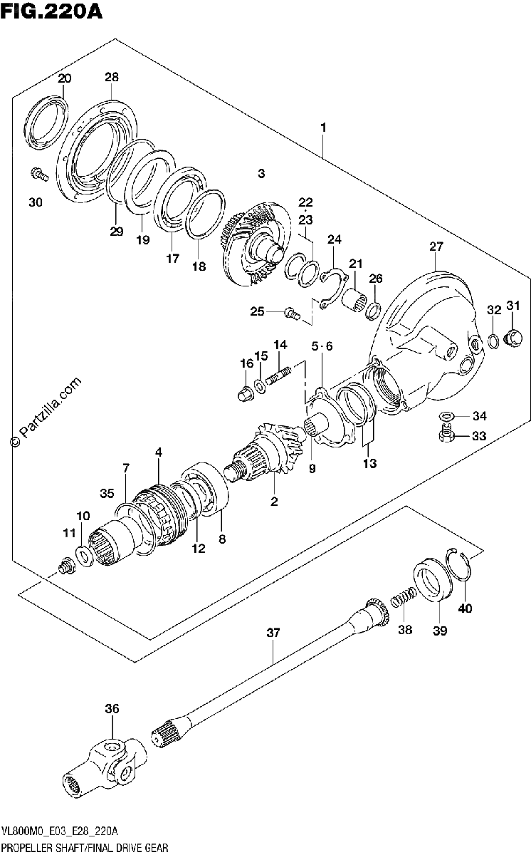 Diagrama de PROPELLER SHAFT FINAL DRIVE GEAR