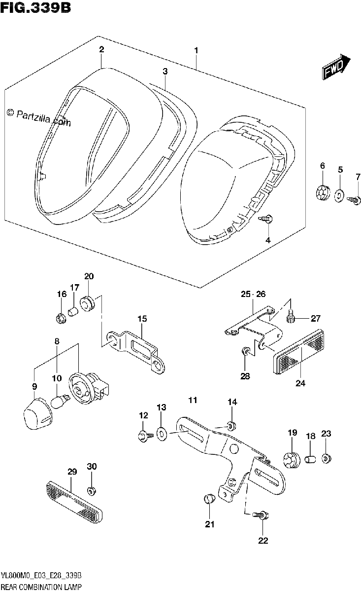 Diagrama de REAR COMBINATION LAMP E03 E33