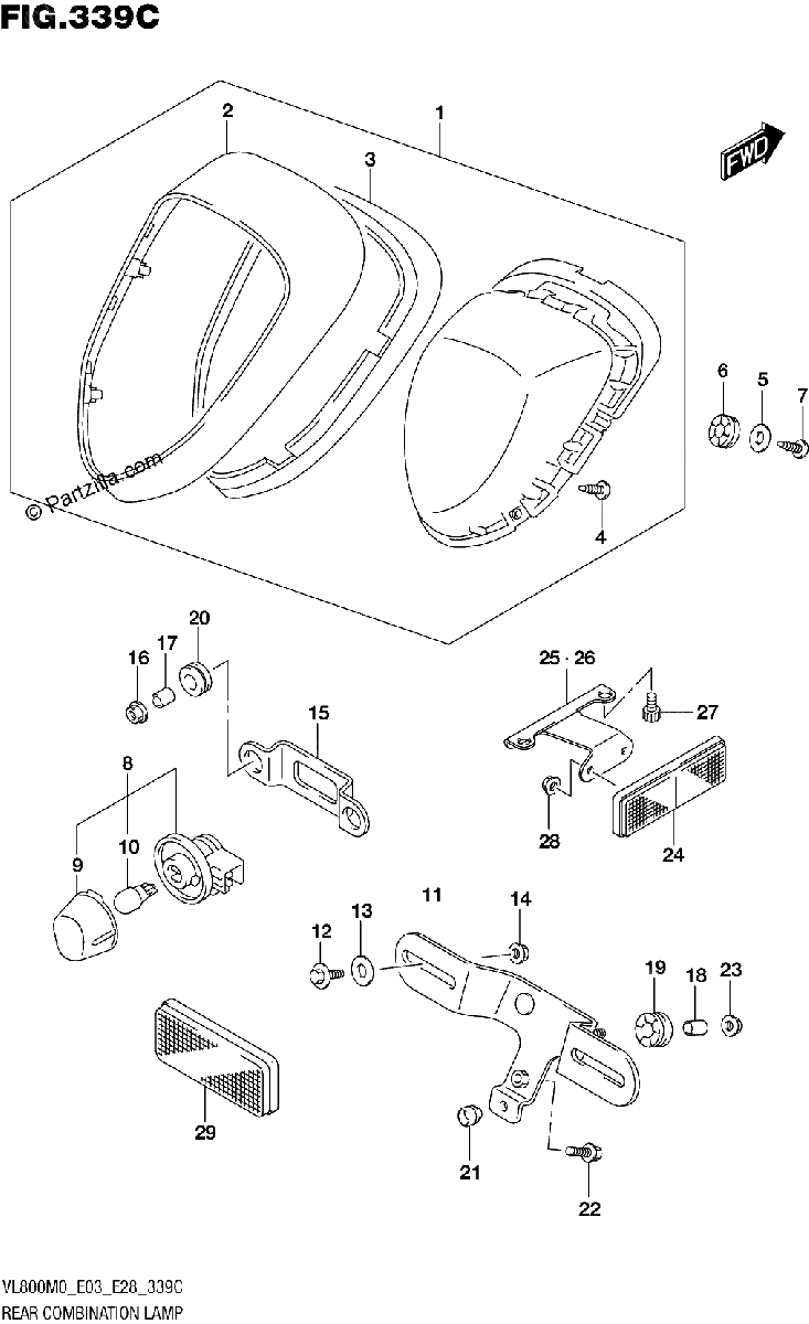 Diagrama de REAR COMBINATION LAMP E28
