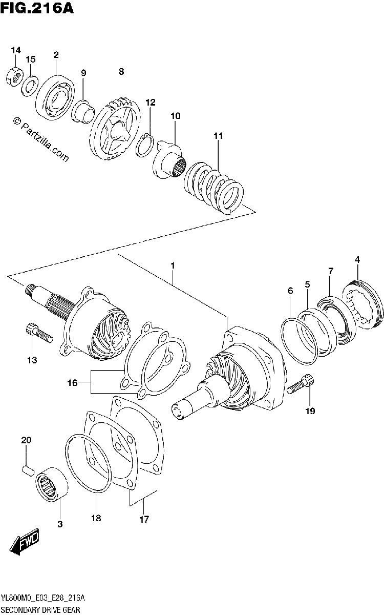 Diagrama de SECONDARY DRIVE GEAR